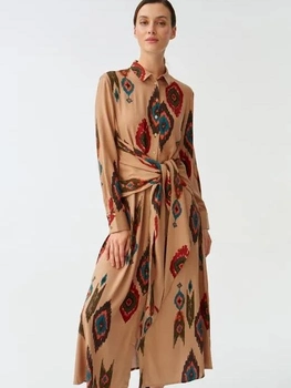 Плаття-сорочка міді жіноче Tatuum Rozawi T2220.198 34 Бежеве (5900142178634)