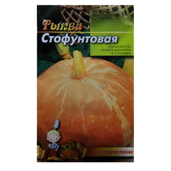 Насіння Гарбуз Стофунтова помаранчева кругла середньостиглий 10 г великий пакет