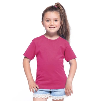 Детская футболка JHK, KID T-SHIRT, базовая, однотонная, для девочки, малиновая, размер 110, на 5/6 лет