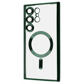 Чохол ударостійкий Wave Metal Color Case with MagSafe + лінзи на камеру для Samsung Galaxy S24 Ultra Dark Green