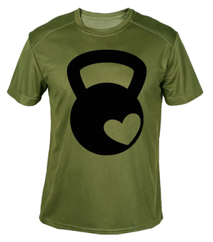 Футболка потовідвідна армійська ЗСУ з принтом "Гиря із сердечком" в оливі S