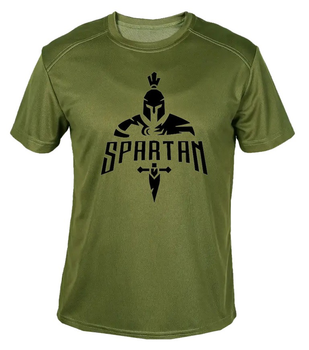 Футболка потовідвідна армійська ЗСУ з принтом "Спартан " в оливі XXL