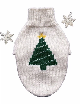 В'язаний Светр для Собак Hand Made Розмір S Колір Білий з Ялинкою (00788)