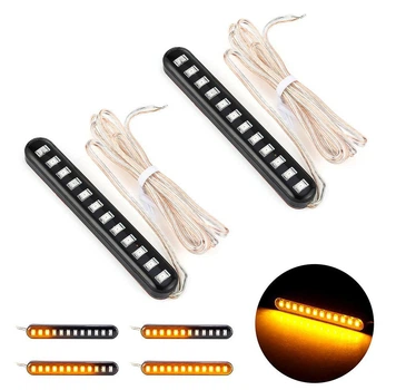 Бегущий поворотник 12 SMD 2835, 8 см, 12В, 2шт , универсальная светодиодная полоса, указатель поворотов