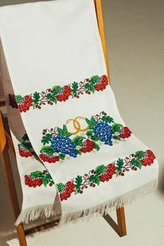 Рушник весільний Barvy вишитий рушник коровайний рушник калина виноград білий