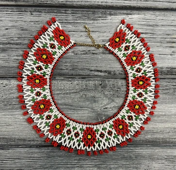 Традиционная украинская силянка из бисера HatynkaUA Necklace ожерелье в этническом стиле к вышиванке ручной работы (SUN999_47)