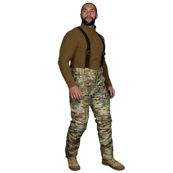 Зимові чоловічі зносостійкі штани Patrol 7358 Мультикам 3XL Kali AI385 з утепленою спинкою регульованими підтяжками анатомічний крій повсякденні