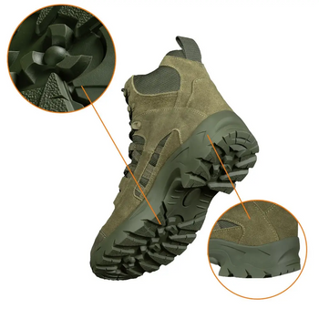 Мужские демисезонные ботинки Oplot Оливковый 44 р Kali AI552 из натурального зносостойкого нубука покрыты гидрофобной пропиткой дышащая подкладка