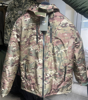 Легкая мужская теплая демисезонная куртка Альфа с системой утепления Omni-Heat Мультикам 54 Kali AI434 съемный капюшон материал водонепроницаемый