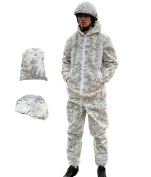 Маскировочный мужской зимний костюм Alpine кавер чехол Белый мультикам Kali куртка с капюшоном широкие штаны для маскировки в зимнем лесу или в поле