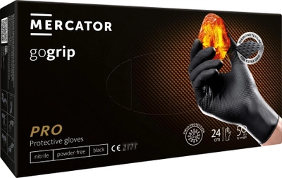 Рукавички нітрилові неопудрені MERCATOR gogrip black L 50шт