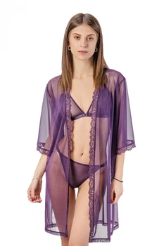 Халат-пеньюар женский из прозрачной сеточки Felisiya Lingerie Фиолетовый 93с-2817 Оne size(S/М)