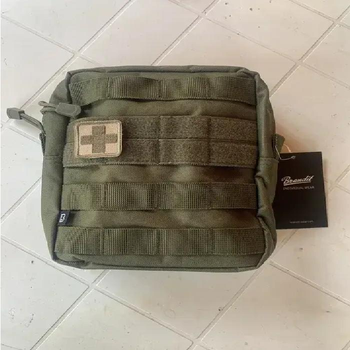 Тактическая военная аптечка сумка Brandit медицинский подсумок органайзер с системой MOLLE Оливковый