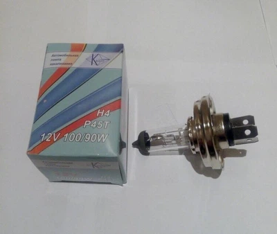 Галогеновая автомобильная лампа H4 12V 100/90W P45t никелированная сталь