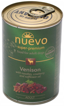 Вологий корм для собак Nuevo Venison Adult Макарони з дичиною 400 г (4250231595011)