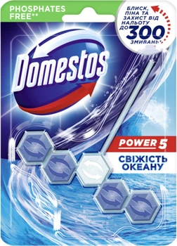 Туалетний блок для унітаза Domestos Power 5 Свіжість океану 55 г (8720182799425)