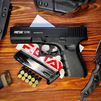 Стартовый пистолет Glock 17, Retay G17, Сигнальный пистолет под холостой патрон 9мм