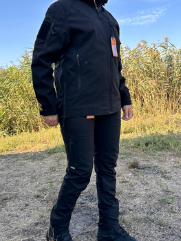 Тактическая куртка черная COMBAT софтшел Soft-Shell на флисе черная для женщин S 2XL