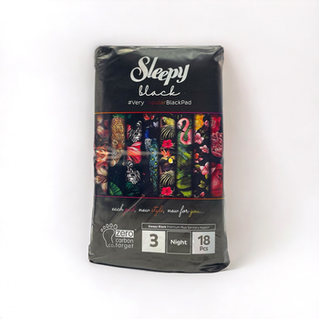 Прокладки "Sleepy" black night №3 чорні нічні 18 шт
