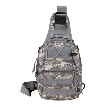 Тактическая мужская сумка армейская борсетка однолямочная цвет серый пиксель.