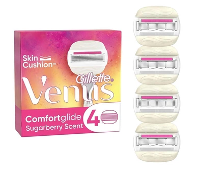 Сменные картриджи для бритья (лезвия кассеты) женские Venus ComfortGlide Sugarberry Scent With Olay с ароматом сладких ягод 4 шт