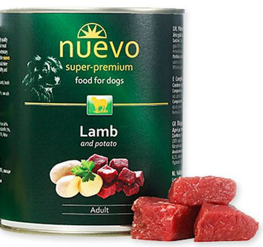 Вологий корм для собак Nuevo Lamb and potato Adult з ягням та картоплею 800 г (4250231595080)