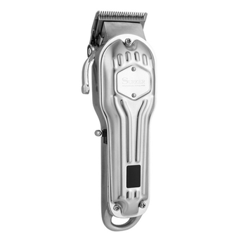 Машинка для стрижки Surker Cordless K9S Silver + Набор черных премиум-насадок с подставкой (SK-K9S-Color+K-XW)