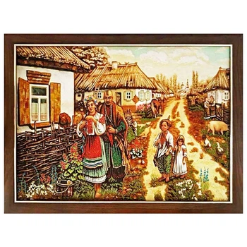 Картина "Украинские мотивы" из янтаря 20х30