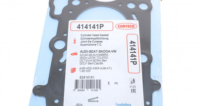 Прокладка ГБЦ CORTECO 414141P Volkswagen Passat, Polo, Jetta, Golf, Caddy, Touran, Sharan, Bora, Transporter; Skoda Fabia, Superb, Octavia; Seat Ibiza, Leon; Audi A6 038103383L, 038103383DE, 038103383BL