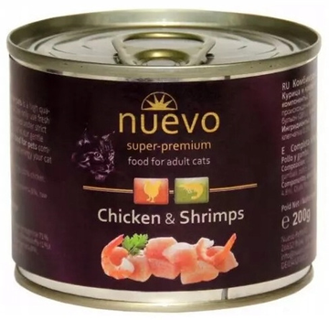 Вологий корм для котів Nuevo Chicken and Shrimp Adult куриця з креветками 200 г (4250231595172)