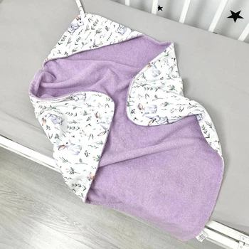 Дитячий махровий рушник розмір 100х100 см Oh My Kids "Rabbits" ліловий