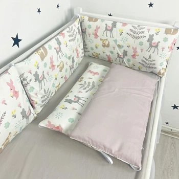 Бортики в детскую кровать 4 шт 60х30 см Oh My Kids «Косули» розовый