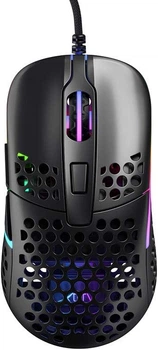 Игровая проводная мышь Xtrfy M42 RGB / PixArt 3389 / 16000 DPI / 6 кнопок / RGB подсветка / Черная Б/В