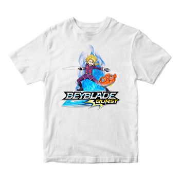 Футболка біла з оригінальним принтом гри BeyBlade "Дзига Beyblade. Бейблейд. Wakiya Murasaki" Push IT 9-10 років ФП012171, 10 років, 36, 138 см