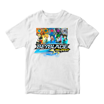 Футболка біла з оригінальним принтом гри BeyBlade "Дзига Beyblade. Бейблейд. Персонажі" Push IT ФП012178, 6 років, 32, 107 см