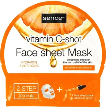 Tkaninowa maska do twarzy Sence Mascara Facial + Shot Vitamina C 25 ml (8720289266622)