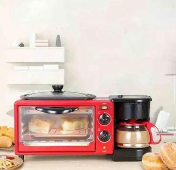 Піч електрична настільна для кухні з кавоваркою та сковородою 1050W RAF R-53O8 Червона