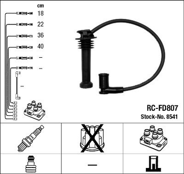 Комплект высоковольтных проводов NGK (RCFD807)