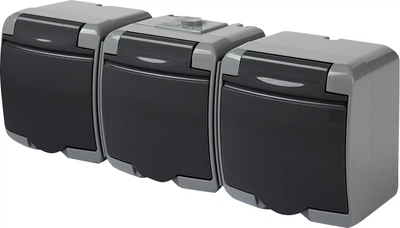 Розетка ETI RHE-3s-SRG 3-на з з/к Schuko IP54 Сіро-графітова (4668108)