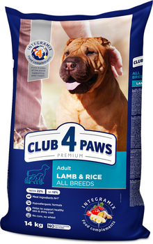Сухой корм для взрослых собак Club 4 Paws (Клуб 4 Лапы) Премиум Ягненок и Рис 14 кг (4820083909573/4820083911064)(B4530801)