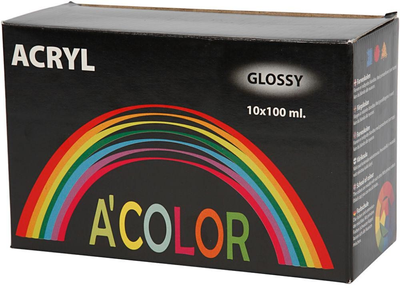 Zestaw farb akrylowych A-Color Glossy 10 x 100 ml (5707167016749)
