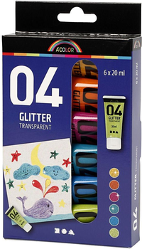 Zestaw farb akrylowych A-Color Glitter 6 x 20 ml (5707167093443)