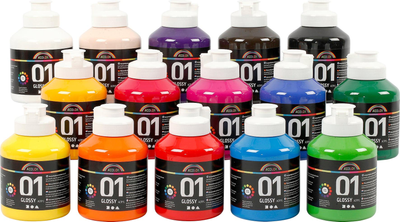 Zestaw farb akrylowych A-Color Glossy 15 x 500 ml (5707167245187)