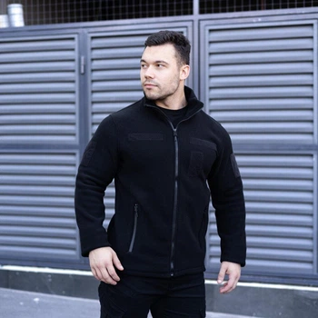 Толстовка флісова Pobedov Voin чорний панелі велкро 2XL