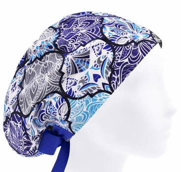 Медицинская шапочка женская HeadwearUniverse универсальная принт Марокко синий
