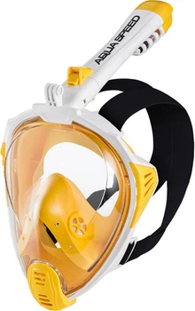 Полнолицевая маска Aqua Speed DRIFT 7089 (249-58) Унисекс S/M Бело-желтая (5908217670892)