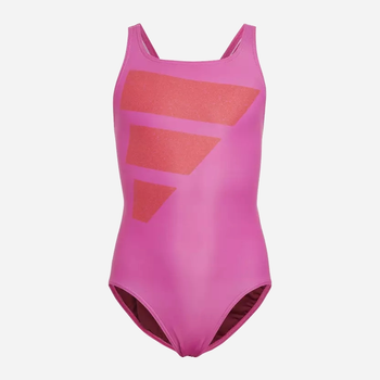 Підлітковий суцільний купальник для басейну для дівчинки Adidas Big Bars Suit IC4722 170 см Рожевий (4066745118758)