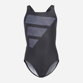 Дитячий суцільний купальник для басейну для дівчинки Adidas Big Bars Suit IC4723 110 см Темно-синій (4066745115238)