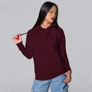 Женское худи с капюшоном JHK, KANGAROO, бордовое, размер XXL, тёплое однотонное худи базовое с начесом