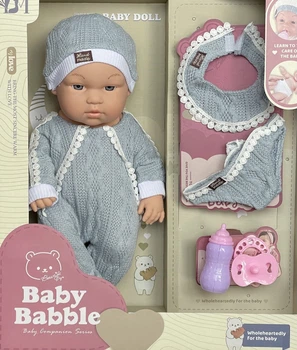 Пупс "Baby Babblle", высота 25 см, воротник, белье, соска, бутылка. Grey (148272)